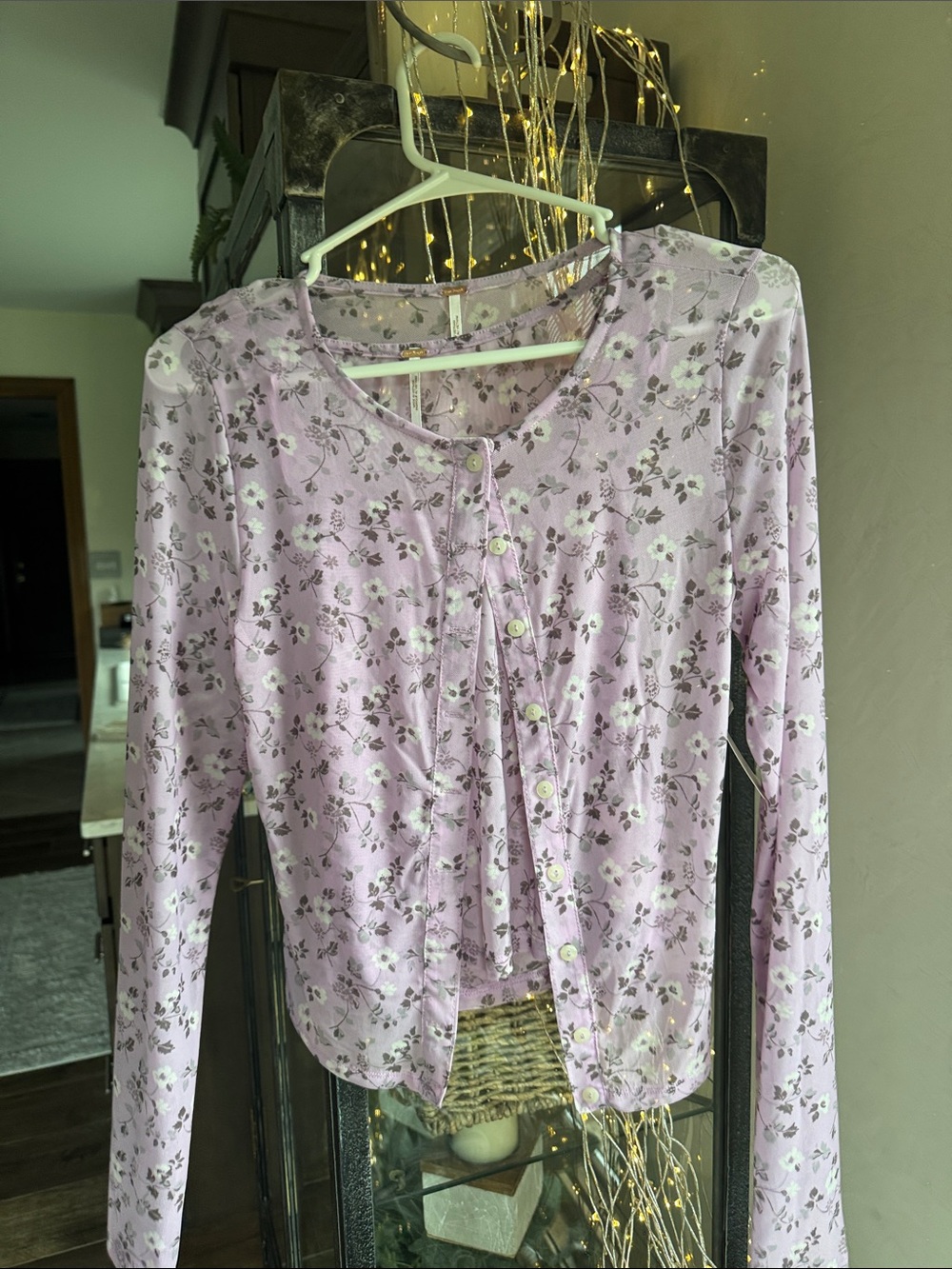 Free People 2 piece set Lavender Floral Button-Front Long Sleeve Shirt